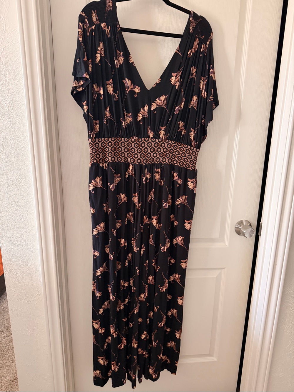 Anthropologie Black Floral Jumpsuit